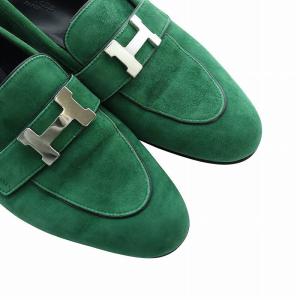 HERMES コンスタンス ローファー Hロゴ 35.5 グリーン