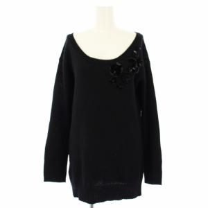 ニット セーター カシミヤ ビジュー 長袖 42 黒 AMA2 2013 655 /TK MT GY19