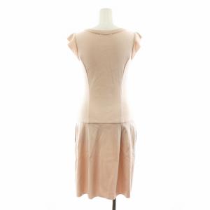 René 2019年製 ロングワンピース ニット ノースリーブ フレア フリル ジップアップ 34 XS ピンク