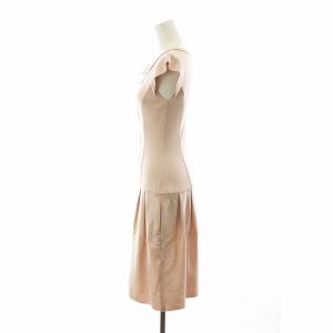 René 2019年製 ロングワンピース ニット ノースリーブ フレア フリル ジップアップ 34 XS ピンク