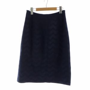 タイトスカート タグ付き ミドル 総柄 ロゴ ウール 40 L 紺 ネイビー GY19 /MQ