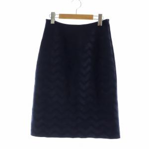 ALAIA タイトスカート タグ付き ミドル 総柄 ロゴ ウール 40 L 紺 ネイビー GY19 /MQ