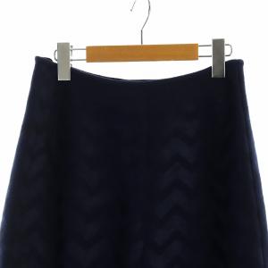 ALAIA タイトスカート タグ付き ミドル 総柄 ロゴ ウール 40 L 紺 ネイビー GY19 /MQ