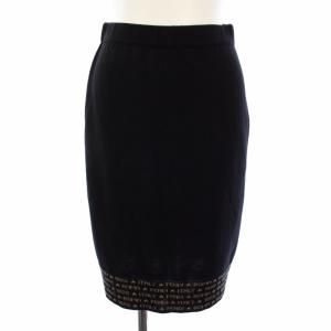 ニットスカート ウール イージー ひざ丈 40 黒 /TK MT GY19