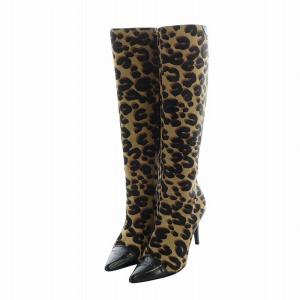 LOUIS VUITTON ロングブーツ レオパード ハラコ レザー 35