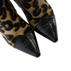 LOUIS VUITTON ロングブーツ レオパード ハラコ レザー 35