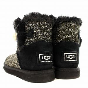 UGG ムートンブーツ ツイード ショート ブーツ 22cm 黒 ブラック /G MT GY19