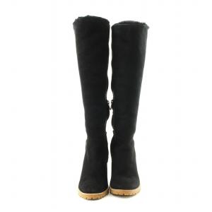 COACH ロングブーツ ムートン ウェッジソール 36.5 黒 Q6456 /MM GY19