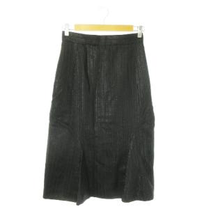 マーメイドスカート タイト ロング フリンジ ストライプ ラメ 44 L 黒 ブラック /AO19 GY19