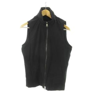 EMPORIO ARMANI 2点セット テーラードジャケット ベスト スタンドカラー ジップアップ フード収納 薄手 S 黒 ブラック