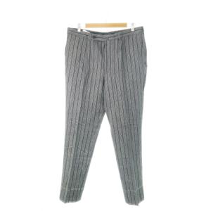 テーパードパンツ ツイード ボタンフライ センタープレス シルク 絹 リネン混 麻 ネップ 総柄 ストライプ