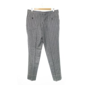 Ermenegildo Zegna テーパードパンツ ツイード ボタンフライ センタープレス シルク 絹 リネン混 麻 ネップ 総柄 ストライプ