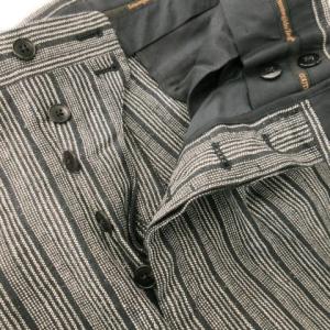 Ermenegildo Zegna テーパードパンツ ツイード ボタンフライ センタープレス シルク 絹 リネン混 麻 ネップ 総柄 ストライプ