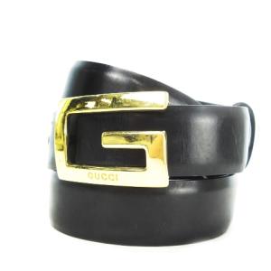 GUCCI グッチ 036 1406 1004 ゴールド金具 ベルト レザーベルト Gロゴバックル 刻印 ゴールドカラー 黒 ブラック