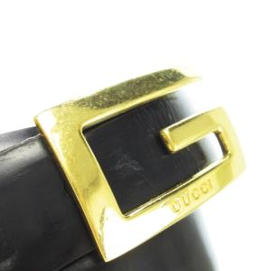 GUCCI レザーベルト Gロゴバックル 刻印 ゴールドカラー 黒 ブラック 75 30 036 1406 1004