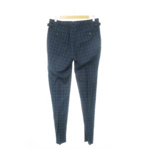 Ermenegildo Zegna スラックス センタープレス サイドベルト ウール 薄手 チェック 総柄 175/84A 紺 ネイビー /MN16