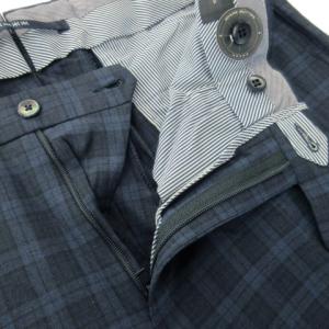 Ermenegildo Zegna スラックス センタープレス サイドベルト ウール 薄手 チェック 総柄 175/84A 紺 ネイビー /MN16