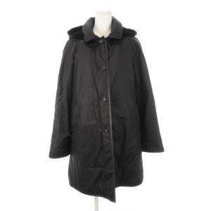 中綿コート ステンカラー ラビットファーライナー付き フード付き 大きいサイズ 4 XL 黒 ブラック