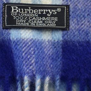 burberrys ヴィンテージ マフラー チェック カシミヤ100% ブルー
