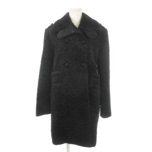 中綿コート ダブル ベロア ぽこぽこ 裏地キルティング 光沢感 小さいサイズ 34 XS 黒 ブラック