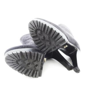 Sergio Rossi ショートブーツ ブーティ スエード レザー ハイヒール ストーム ゴールド金具 36 23.0cm ブルーグレー