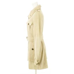 BURBERRY LONDON ゴートスエードコート 本革 やぎ革 ベルト 裏地ノバチェック 38 M ベージュ /AH5 GY19