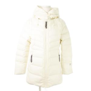 GOLF ダウンジャケット ダブルジップ フーディー ワンポイント ロゴ スポーツ ゴルフ M 白 ホワイト