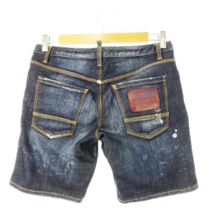 DSQUARED2 デニムショートパンツ ダメージ加工 ペイント 40 L 青 ブルー インディゴ S75MU0104 /CK10