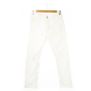 コットンパンツ テーパード ストレッチ ロゴプレート Slim Fit 33 白 ホワイト /CK15