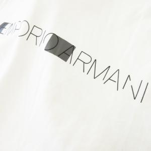 EMPORIO ARMANI Tシャツ 丸首 クルーネック 半袖 プリント ブランドネーム コットン S 白 ホワイト /CK16 GY19