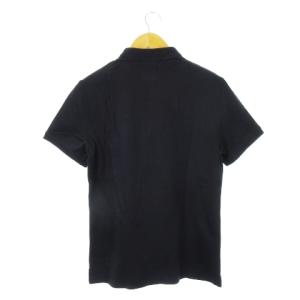 EMPORIO ARMANI ポロシャツ フロントハーフファスナー 比翼 半袖 コットン フライス ロゴ ラバープリント M 紺 ネイビー