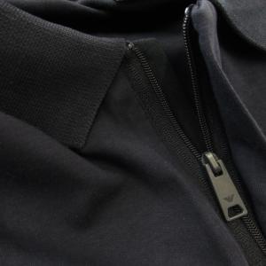 EMPORIO ARMANI ポロシャツ フロントハーフファスナー 比翼 半袖 コットン フライス ロゴ ラバープリント M 紺 ネイビー