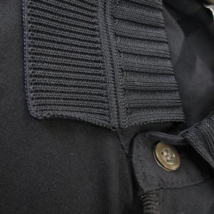 EMPORIO ARMANI 長袖シャツ 襟ニット 切替 カットソー生地 ストレッチ ワンポイント ロゴ刺繍 M 紺 ネイビー /AO8