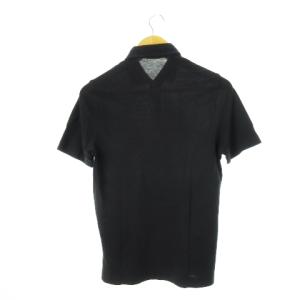 LARDINI ポロシャツ 半袖 薄手 シャリ感 清涼感 46 S 黒 ブラック 墨黒 /CK10 GY19