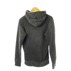 DIESEL プルパーカー スウェット 長袖 ヴィンテージ加工 カンガルーポケット プリント ロゴ M グレー /CK13