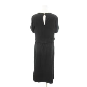 Deuxieme Classe ワンピース ロング 半袖 ウエストゴム サイドスリット 黒 ブラック /AH15 GY19