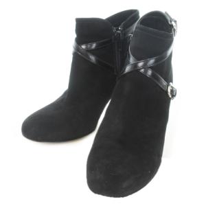 ブーティ ピンヒール ハイヒール スエード ベルト 37.5 24.5cm 黒 ブラック /MN3 GY19