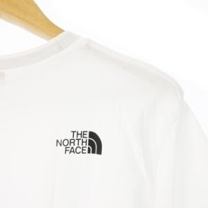 THE NORTH FACE 半袖Tシャツ クルーネック コットン 襟リブ ロゴデザイン アウトドア L 白 ホワイト /AO8 GY19