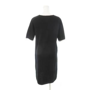 S Max Mara ニットワンピース ひざ丈 半袖 ラグラン ウール カシミヤ ライン バイカラー M 黒 ブラック /AH12