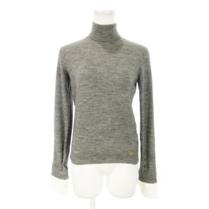 ニット セーター タートルネック 長袖 フェイクレイヤード カフス 薄手 ワンポイント ロゴ 小さいサイズ