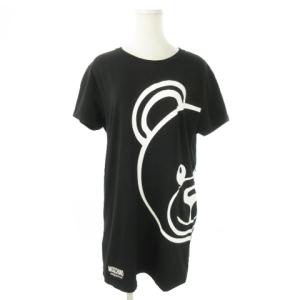 UNDERWEAR 半袖Tシャツ チュニック ストレッチ プリント クマ ジェンナリーノ M 黒 ブラック