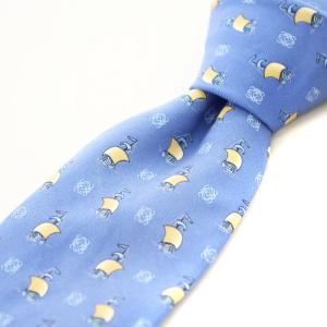ネクタイ レギュラータイ 総柄 シルク 青 /MM GY19