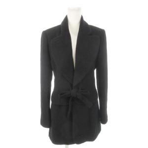 ジャケット クローバーリーフカラー 総裏地 ロング丈 パイル生地 ウール リボン 大きいサイズ 42 XL