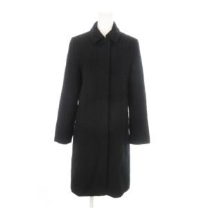 ロングコート ステンカラー 比翼 ウール 38 M 黒 ブラック /AH17 GY19