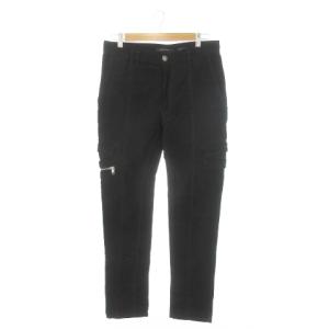 カーゴパンツ テーパード ベロア ジップフライ マルチポケット 48 L 黒 ブラック /MN15 GY19