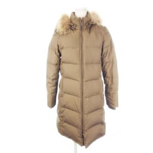 ダウンコート ロング ダブルジップ フーディー ファー 茶 ブラウン /MN12 GY19