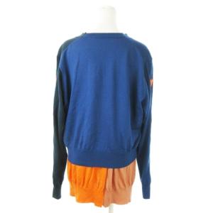 TOGA PULLA TOGA ARCHIVES 長袖カーディガン ニット 切替 配色 レイヤード 40 L 青 ブルー /AO9