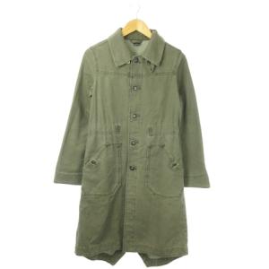 コート デニム コットン バックリボン ワンポイント ロゴ M 緑 カーキ /AO10 GY19