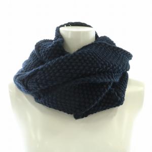 EMPORIO ARMANI スヌード ニット 編み込み ストレッチ 紺 ネイビー /BB MT GY19