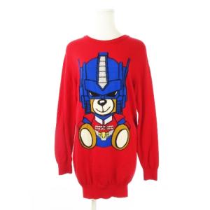 COUTURE! ニットワンピース ミニ 長袖 インターシャ トランスフォーマーベア 赤 レッド /CK22